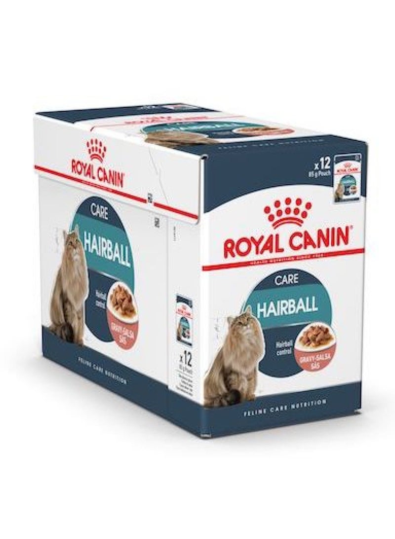 Royal Canin Feline Care Nutrition Hairball Gravy Hairball Control Wet Cat Food Pouch 12x85g - Image 1